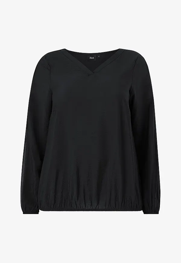 Zizzi - Blus Caerika, L/S, Shirt - Svart