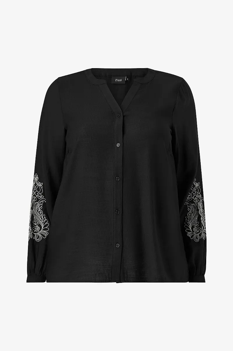 Zizzi - Blus Cajanice, L/S, Shirt - Svart