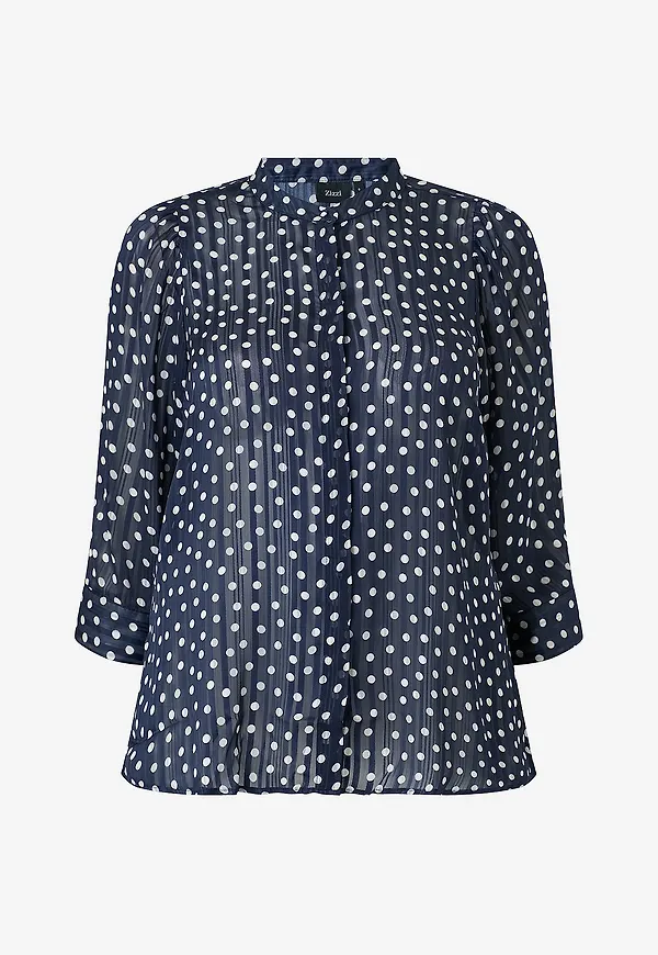 Zizzi - Blus Calucy, 3/4, Shirt - Blå