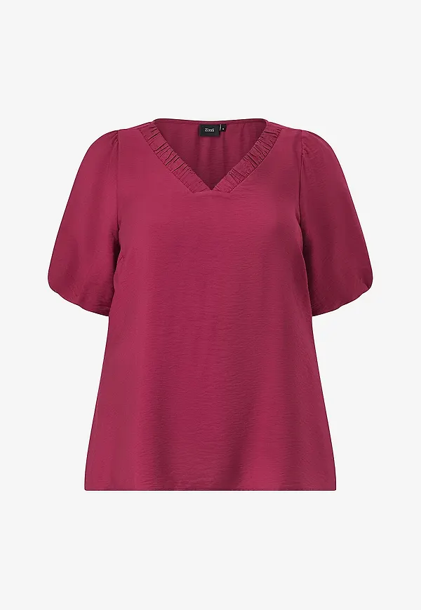 Zizzi - Blus Cameredith, 1/2, Blouse - Röd