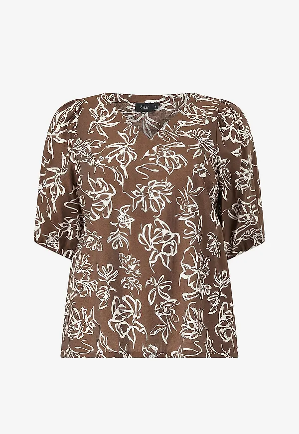 Zizzi - Blus Castina, 1/2, Blouse - Brun