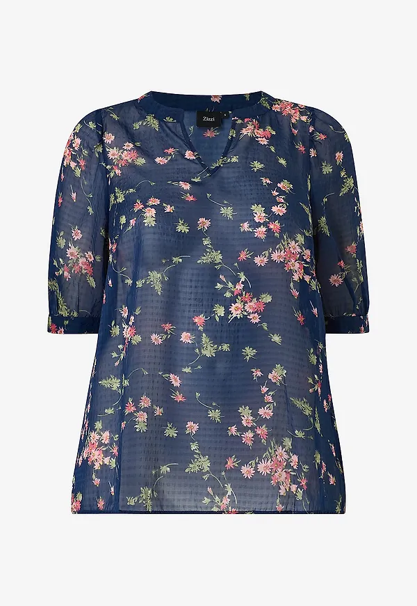 Zizzi - Blus Cataru, 1/2, Blouse - Blå