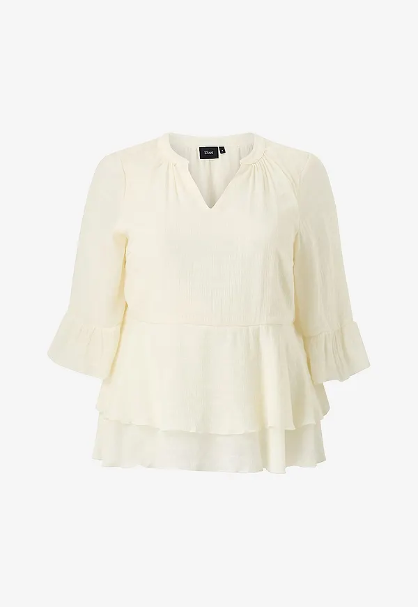 Zizzi - Blus Cazoey, 3/4, Blouse - Vit