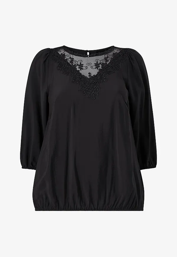 Zizzi - Blus Elina, 3/4, Blouse - Svart