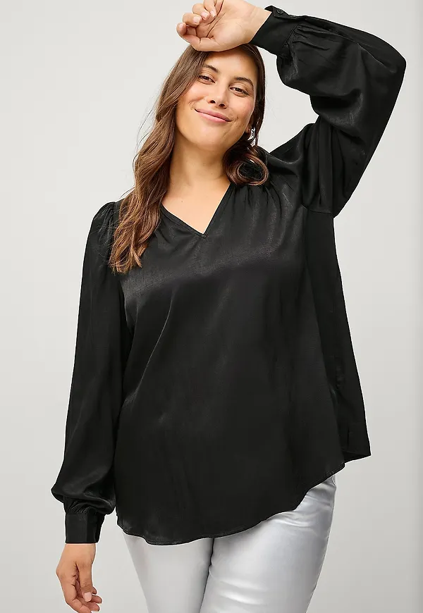 Zizzi - Blus mAllica L/S Blouse - Svart
