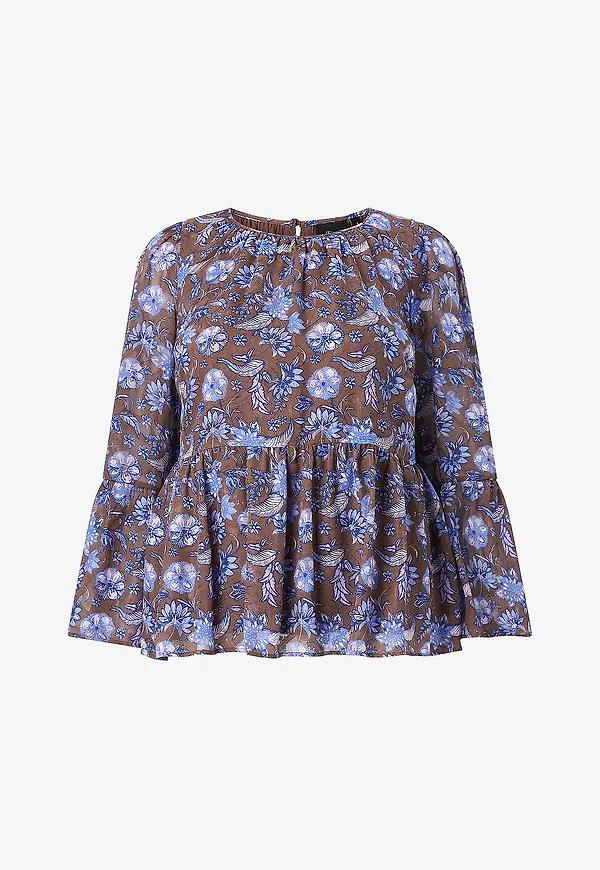 Zizzi - Blus Marion, L/S, Blouse - Brun