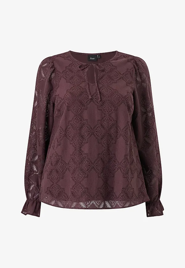 Zizzi - Blus Mathilda, L/S, Blouse - Röd