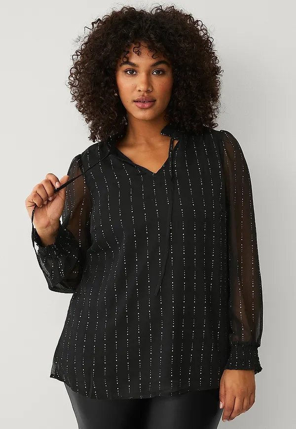 Zizzi - Blus mAura L/S Blouse - Svart