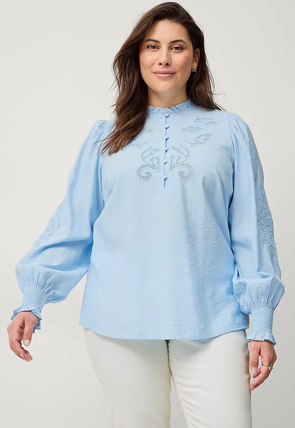 Zizzi - Blus mClaru L/ Blouse - Blå