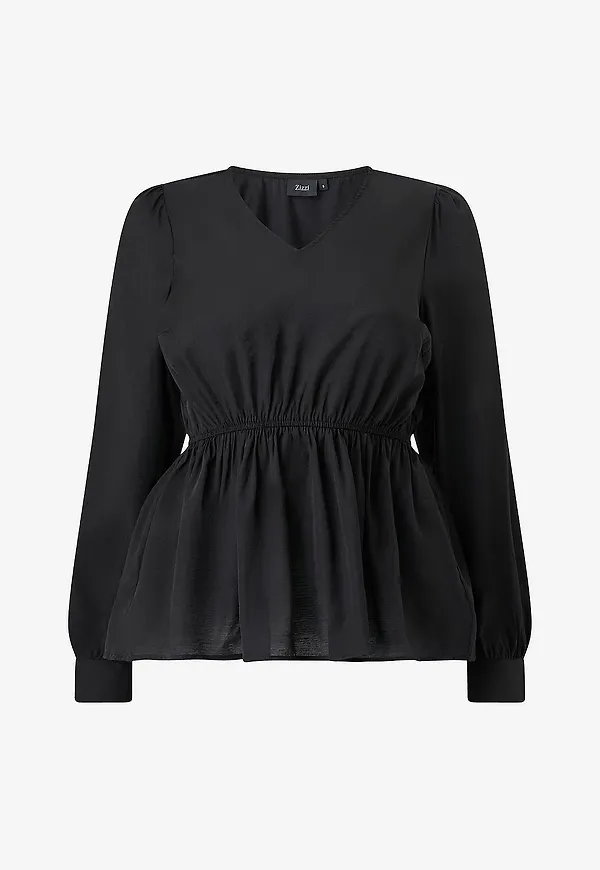 Zizzi - Blus Mdonna, L/S, Blouse - Svart