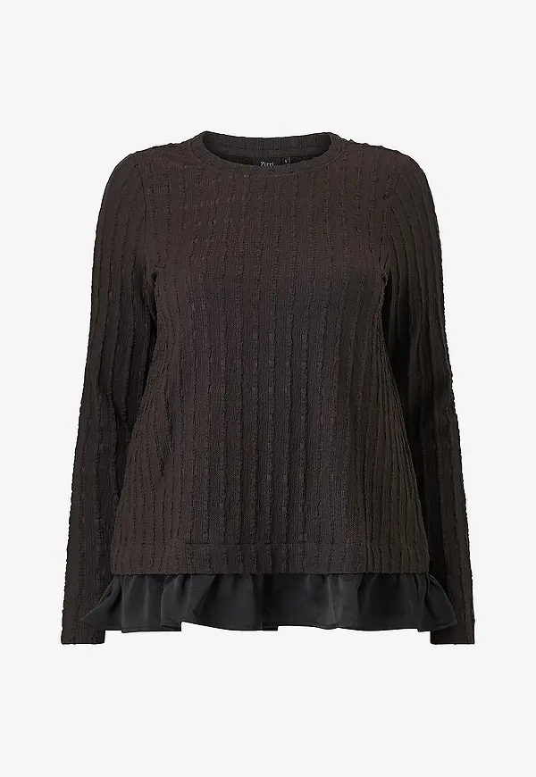 Zizzi - Blus Mica, L/S, Blouse - Brun