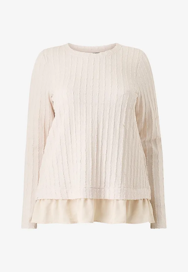 Zizzi - Blus Mica, L/S, Blouse - Vit