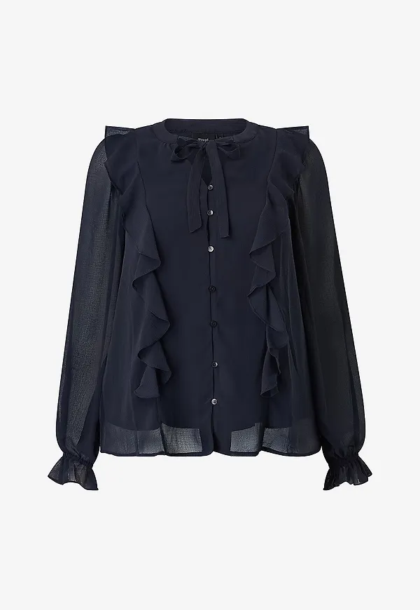 Zizzi - Blus Mimmi, L/S, Blouse - Blå