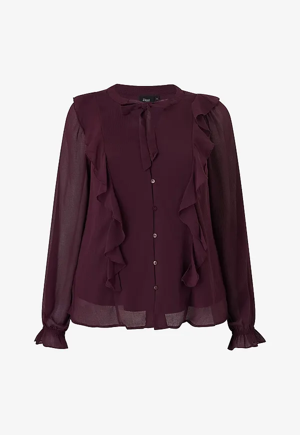 Zizzi - Blus Mimmi, L/S, Blouse - Röd