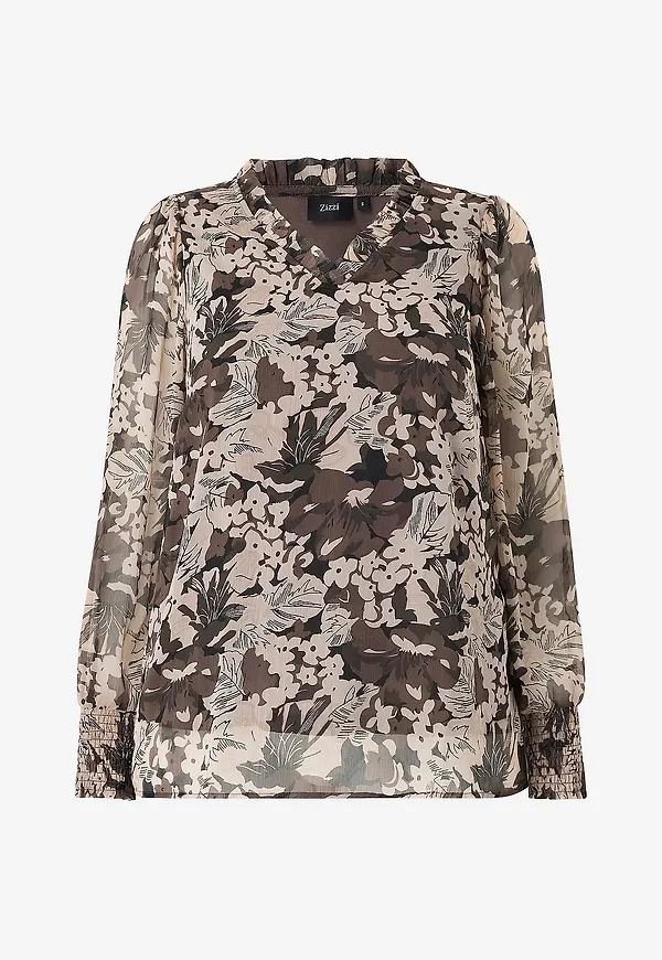 Zizzi - Blus mKarina L/S - Svart