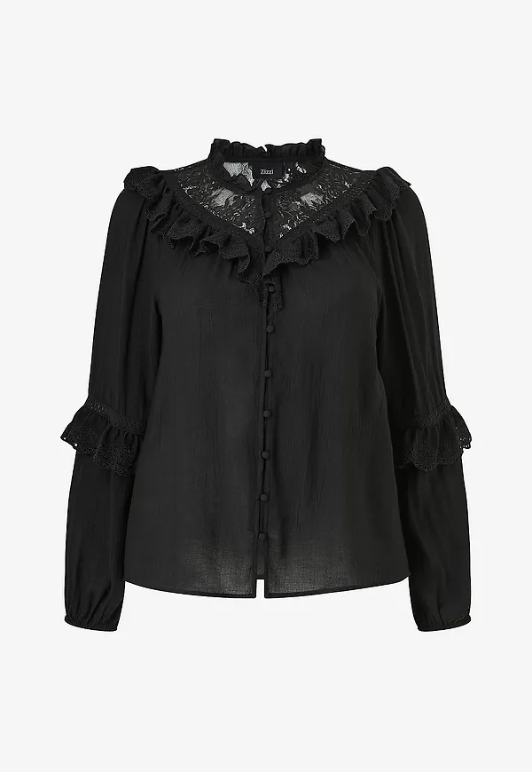Zizzi - Blus mKima L/S - Svart