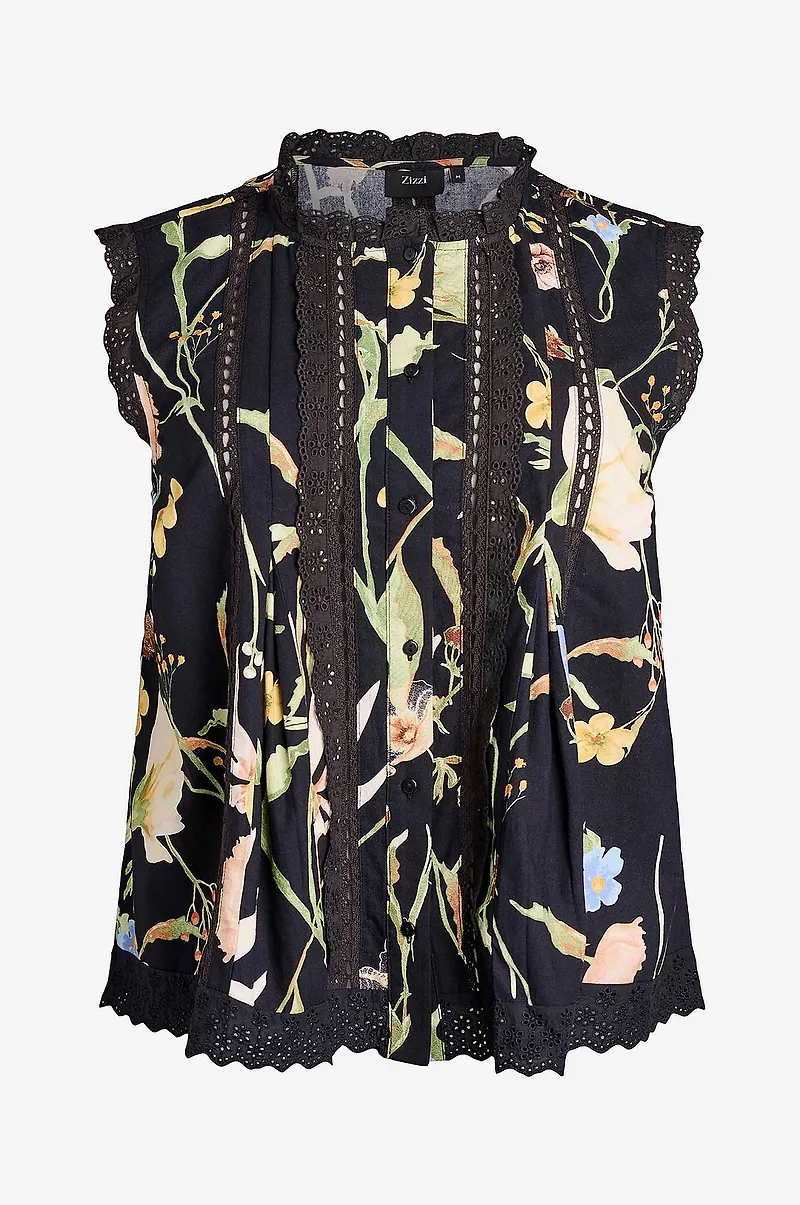 Zizzi - Blus mKris S/L - Svart