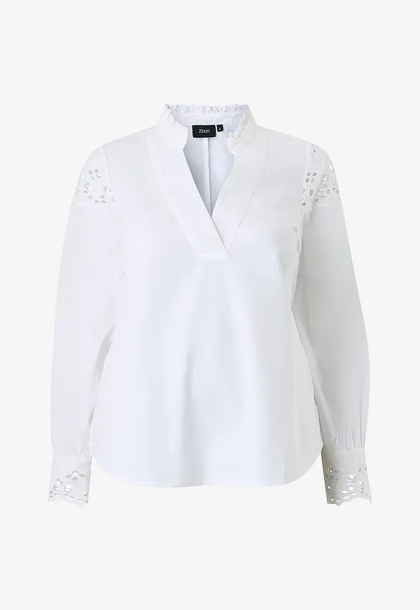 Zizzi - Blus mLine L/S - Vit