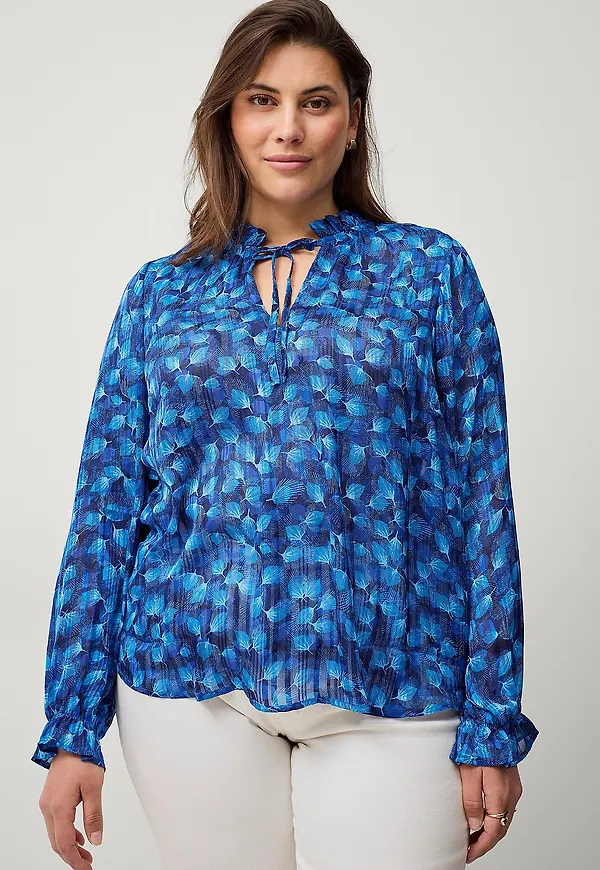 Zizzi - Blus mLucy L/S Blouse - Blå