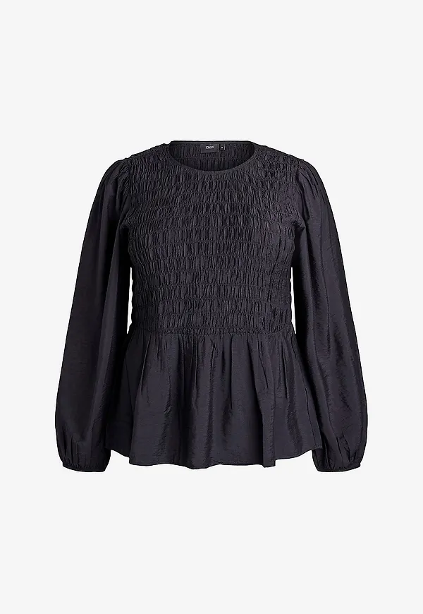 Zizzi - Blus Mnabila, L/S, Blouse - Svart