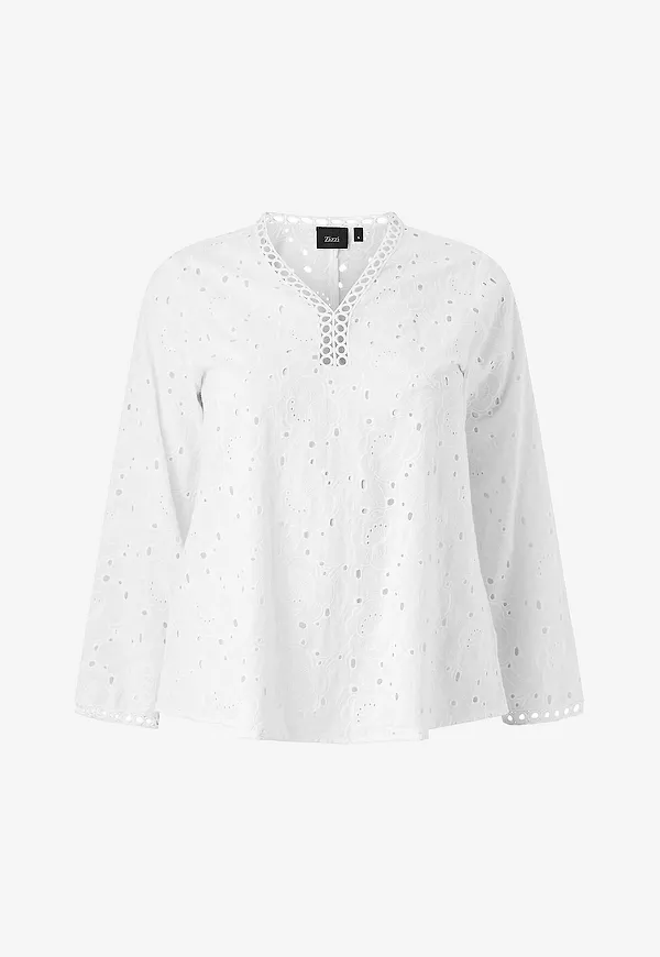 Zizzi - Blus mNala L/S - Vit