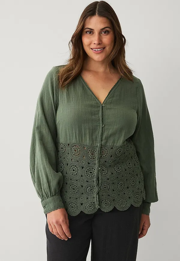 Zizzi - Blus moOlivia L/S - Grön