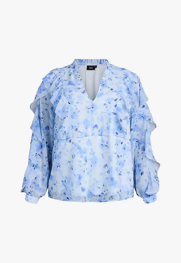 Zizzi - Blus mRosa L/S - Blå