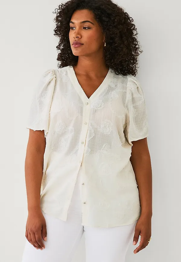 Zizzi - Blus mTalia S/S Shirt - Beige