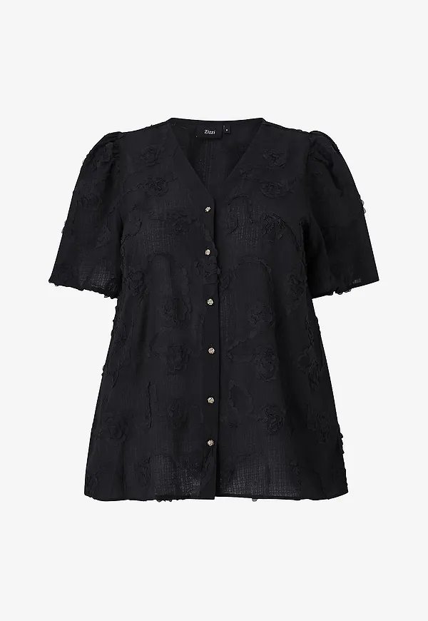 Zizzi - Blus mTalia S/S Shirt - Svart