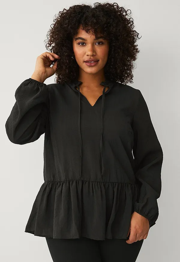 Zizzi - Blus mTalua L/s Blouse - Svart