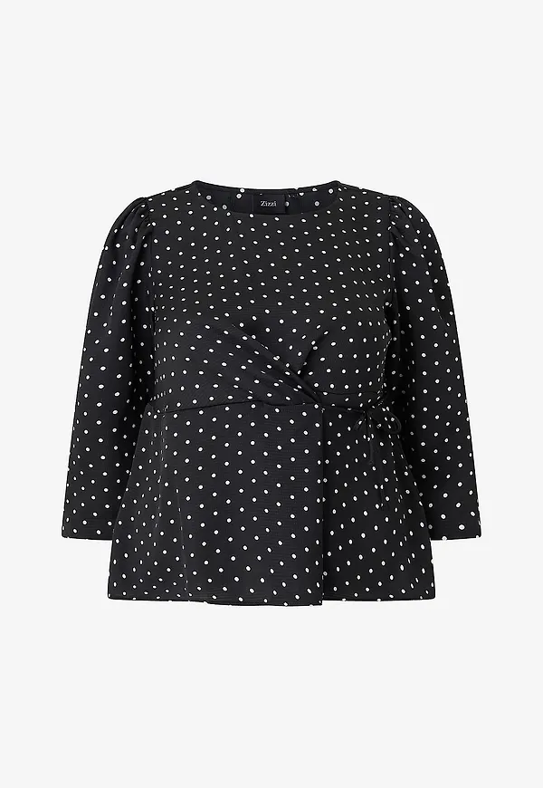 Zizzi - Blus mUfida 3/4 - Svart
