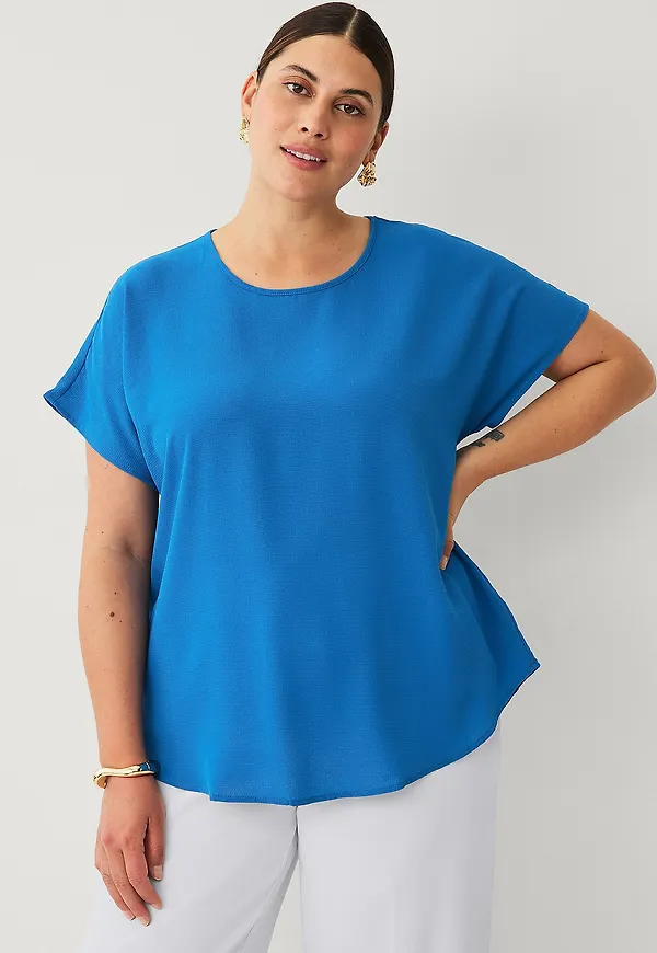 Zizzi - Blus vAnni S/S Top - Blå