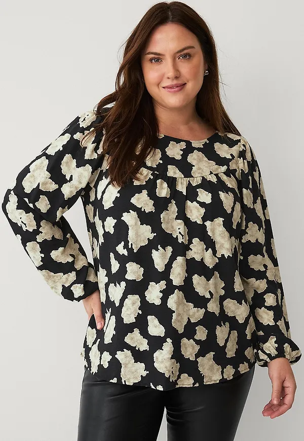 Zizzi - Blus vEllen L/S Blouse - Svart