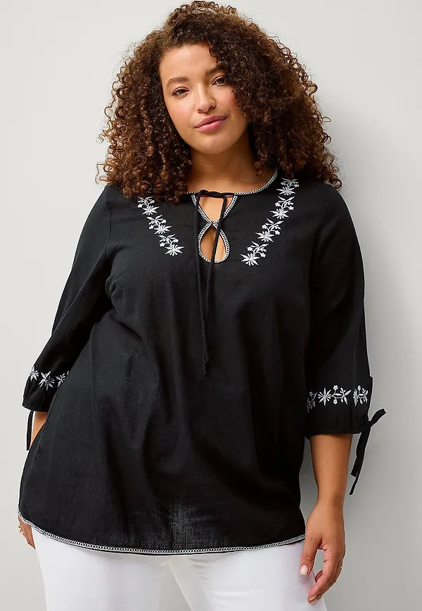 Zizzi - Blus vFlex 3/4 Blouse - Svart