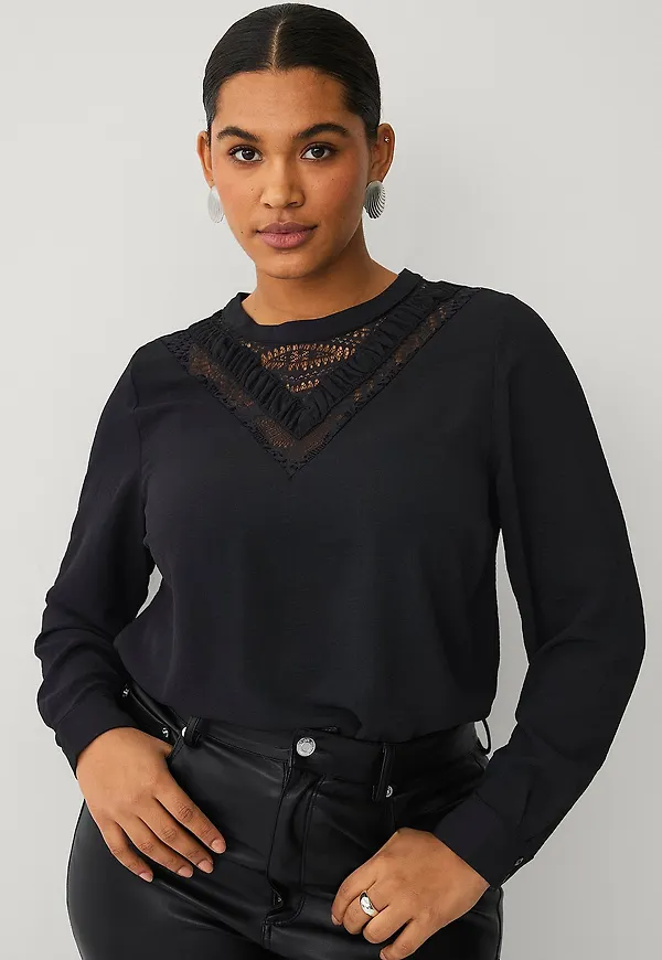 Zizzi - Blus vKamma L/S Blouse - Svart