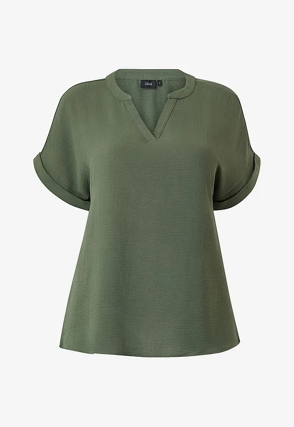 Zizzi - Blus Vnilla, S/s, Blouse - Grön
