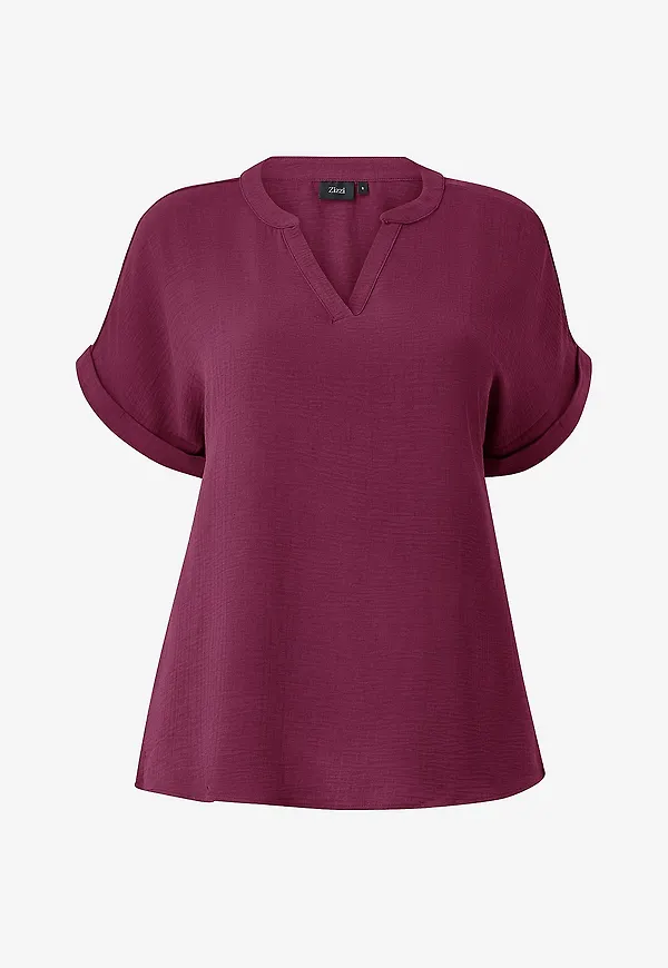 Zizzi - Blus Vnilla, S/s, Blouse - Röd