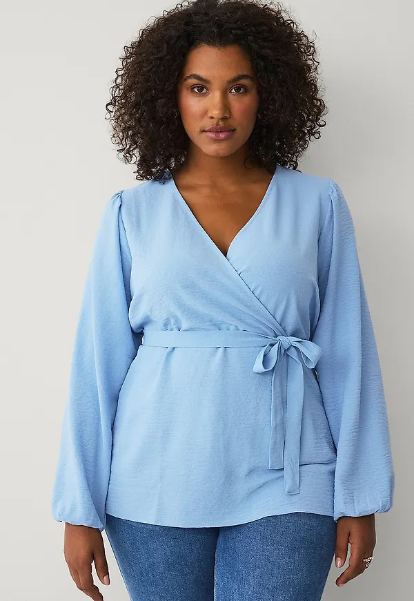 Zizzi - Blus vRuth L/S Blouse - Blå