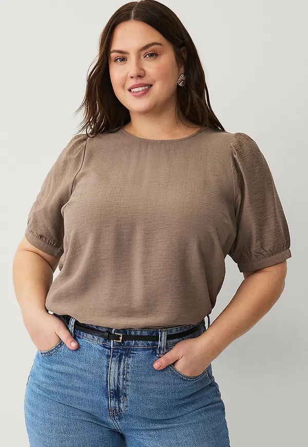 Zizzi - Blus vVilma 1/2 Blouse - Brun