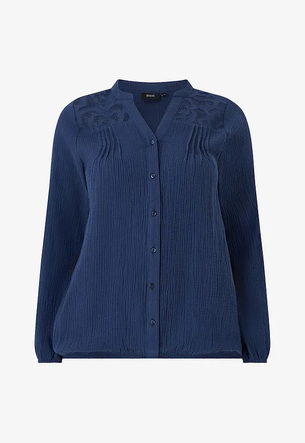 Zizzi - Blus vViva L/S - Blå
