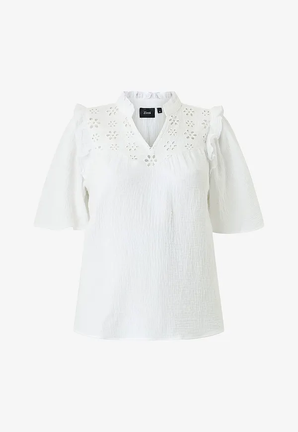 Zizzi - Blus vVivu S/S Top - Vit