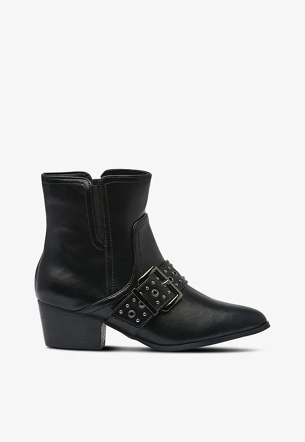 Zizzi - Boots fJane Leather Short - Svart