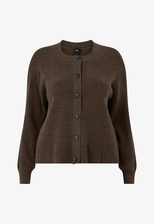 Zizzi - Cardigan cAvista L/S Rib - Brun