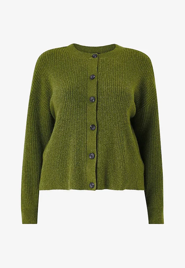 Zizzi - Cardigan cAvista L/S Rib - Grön