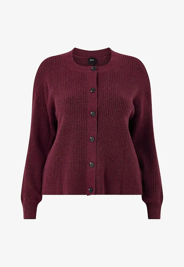 Zizzi - Cardigan cAvista L/S Rib - Röd