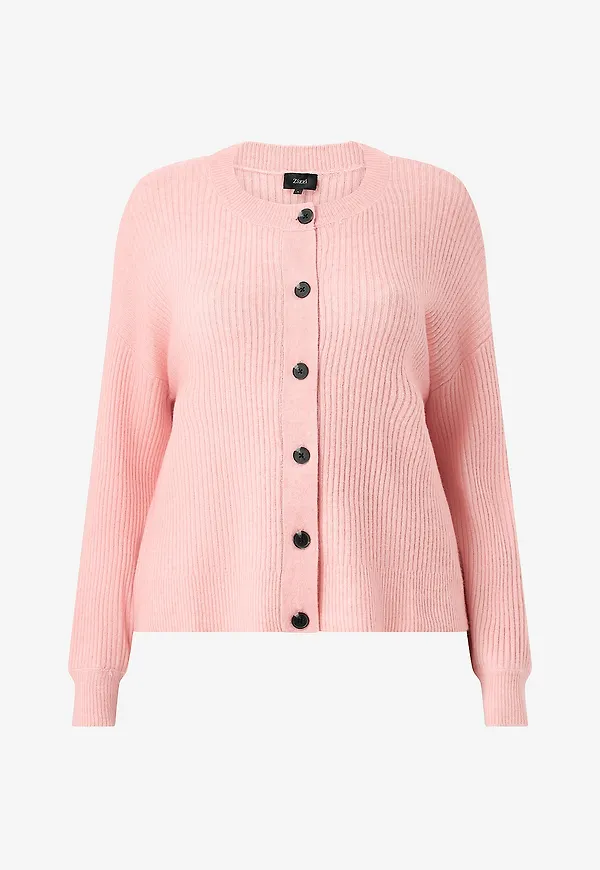 Zizzi - Cardigan cAvista L/S Rib - Rosa