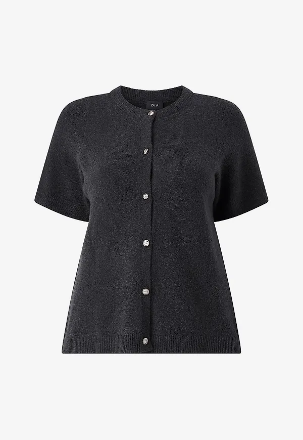 Zizzi - Cardigan caVista S/S - Grå