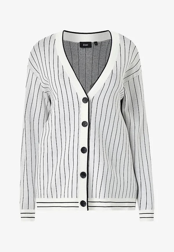 Zizzi - Cardigan mBase L/S - Vit