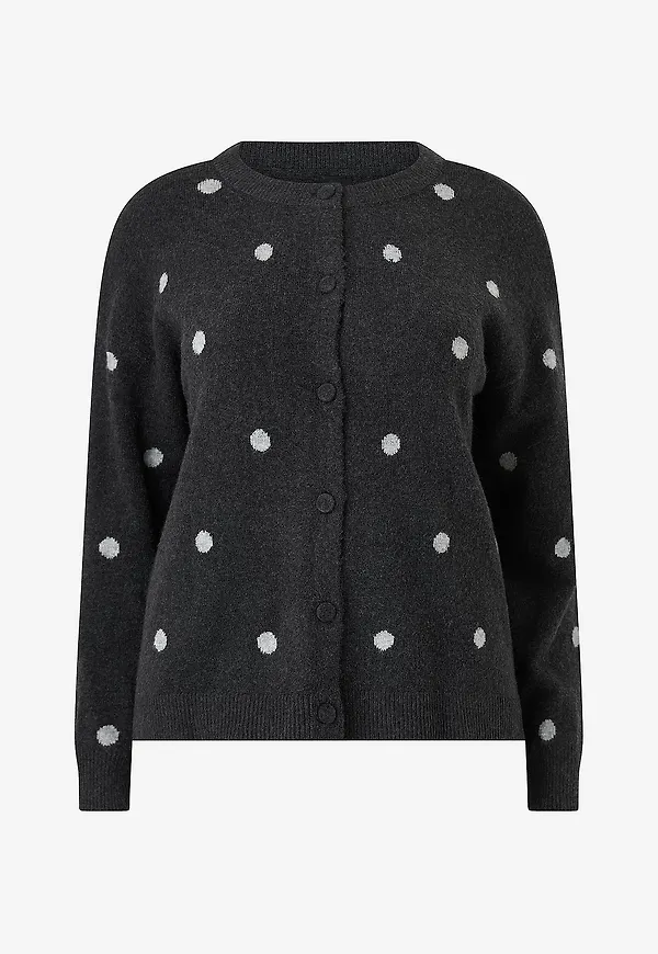 Zizzi - Cardigan Mvista, L/S, Dot Cardigan - Grå
