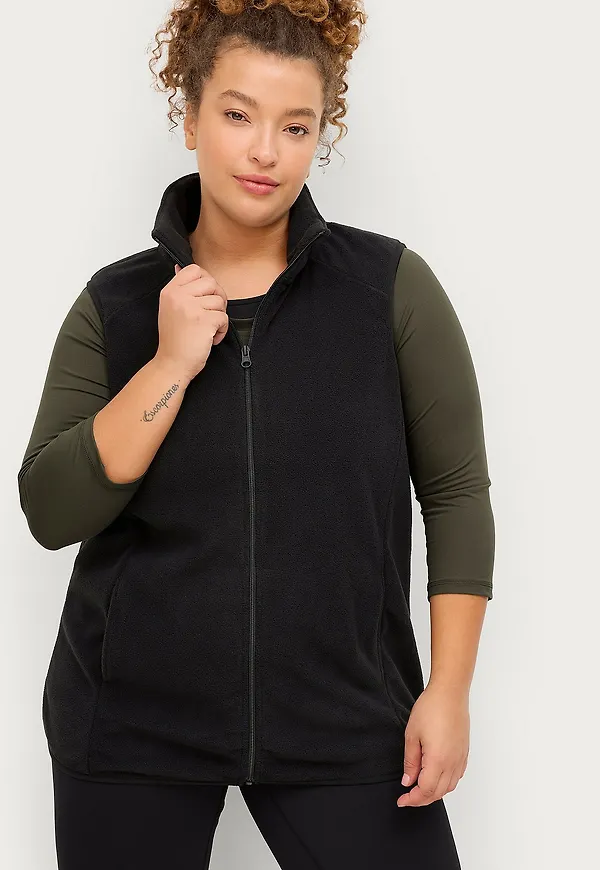 Zizzi - Fleeceväst aOdi S/L Vest - Svart